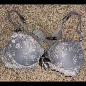 Elegant Gray Lace Bra